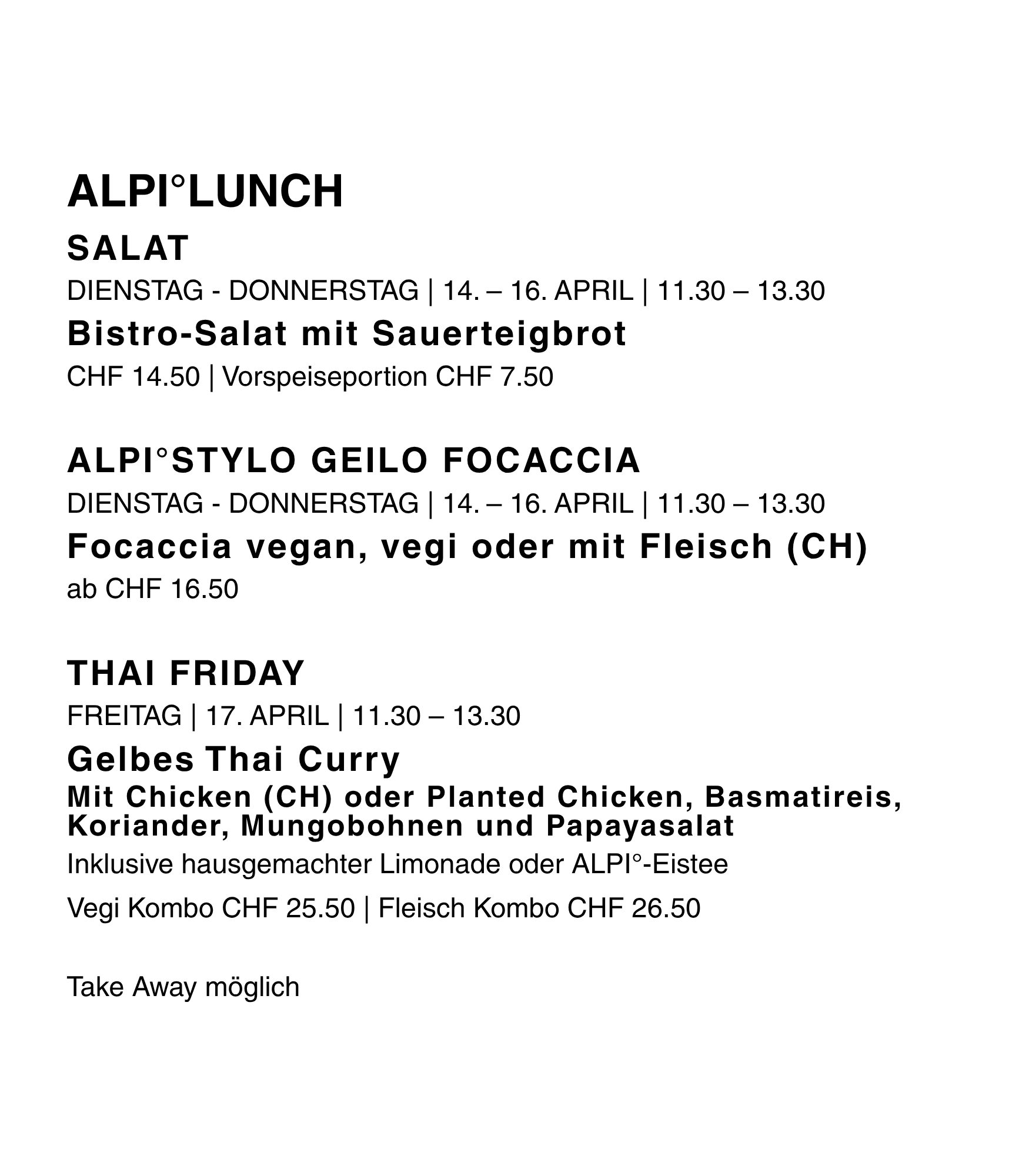 Mittagsmenü DI-Do Deutsch