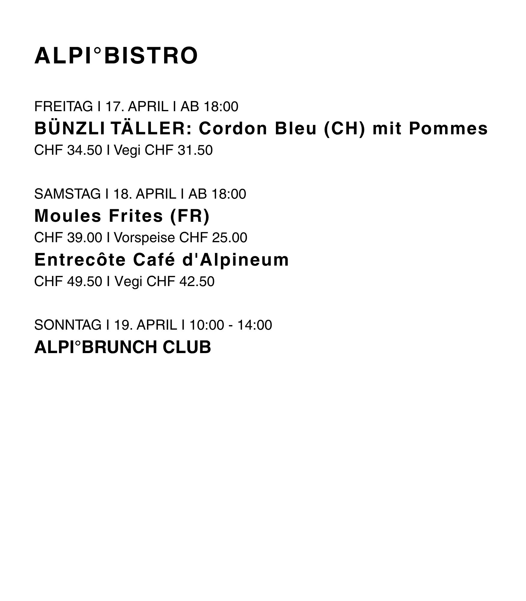 Bistro-Events Deutsch