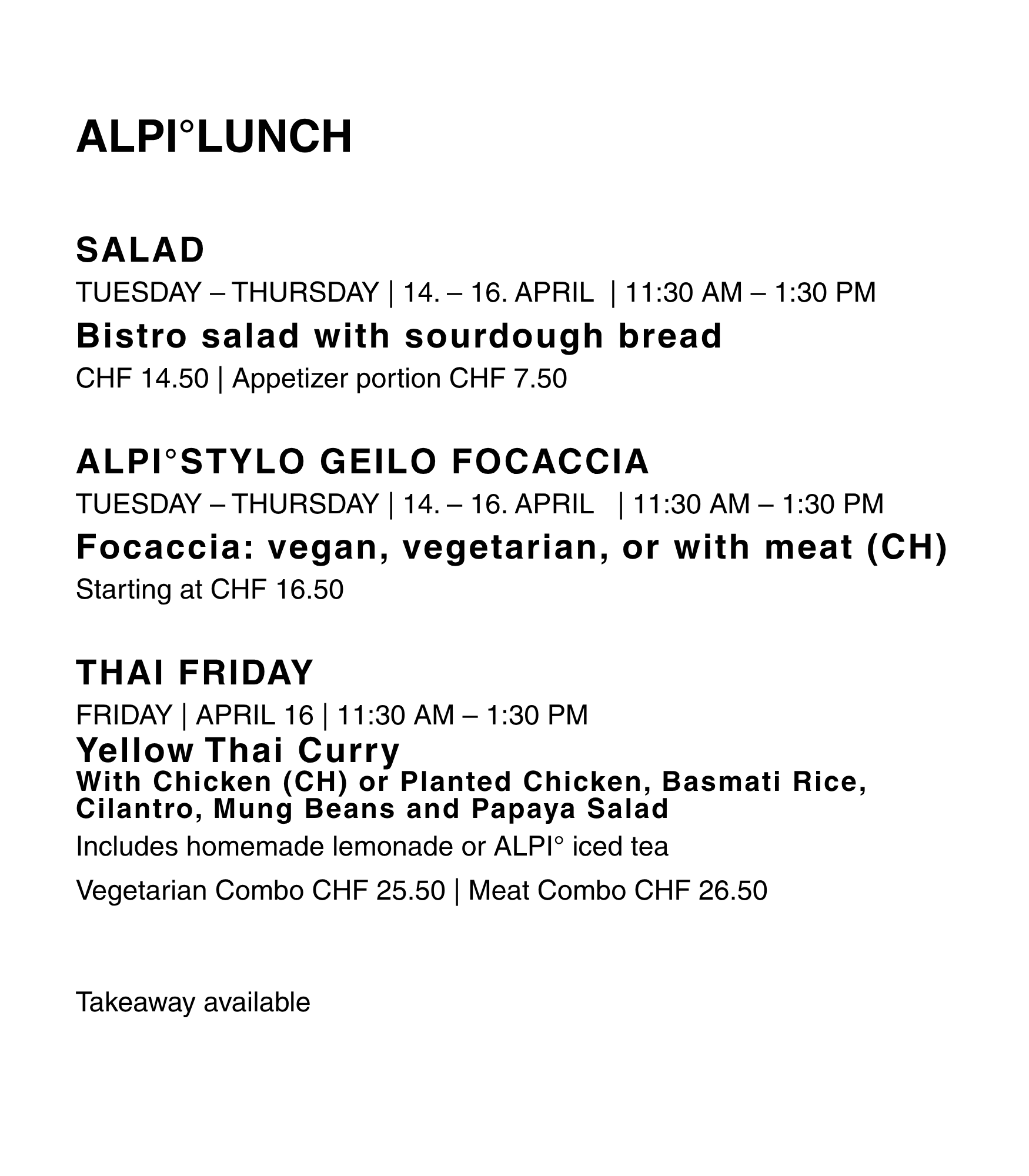 Lunch Menu 14-16 April
